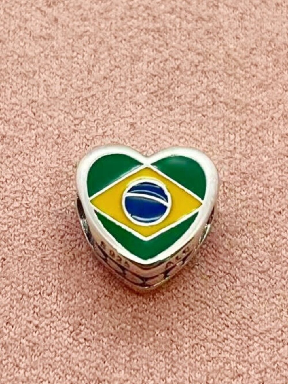 Pandora Brasil Flag Exclusive Heart Charm Travel Pendant